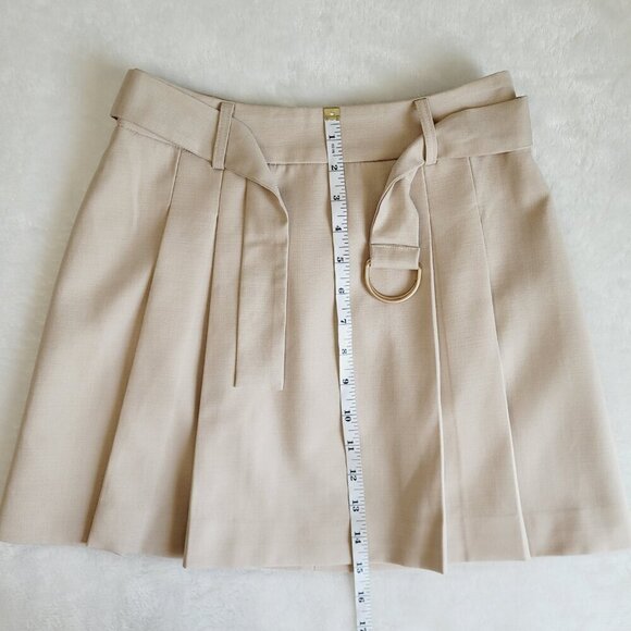 Mossman Fable Pleated Mini Skirt In Neutral Beige School Girl Light Academia - Picture 4 of 8